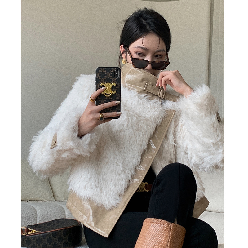 Korean Style Female Gold Buckle Small Fragrance Jacket