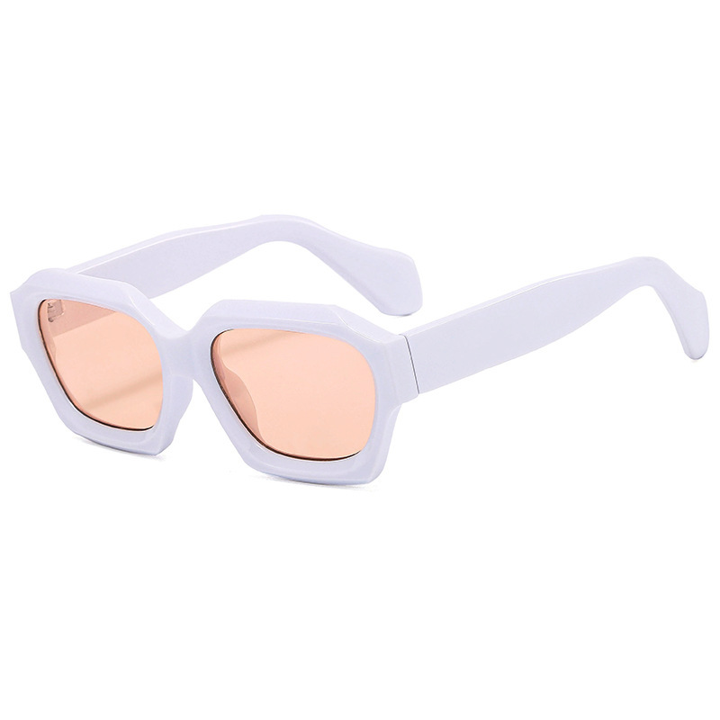 Solid White Frame Pink Lens