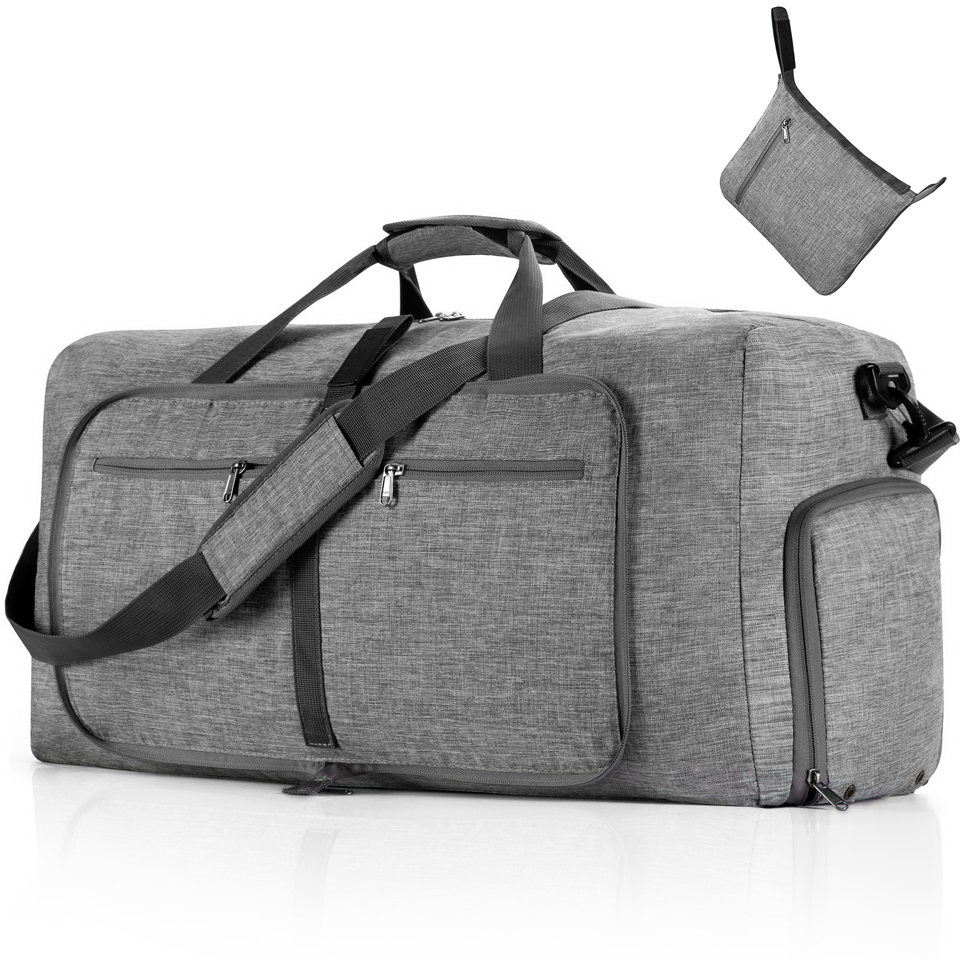 One shoulder Diagonal Sports Bag Large Capacity Foldable Grey - Shop at LoveMi