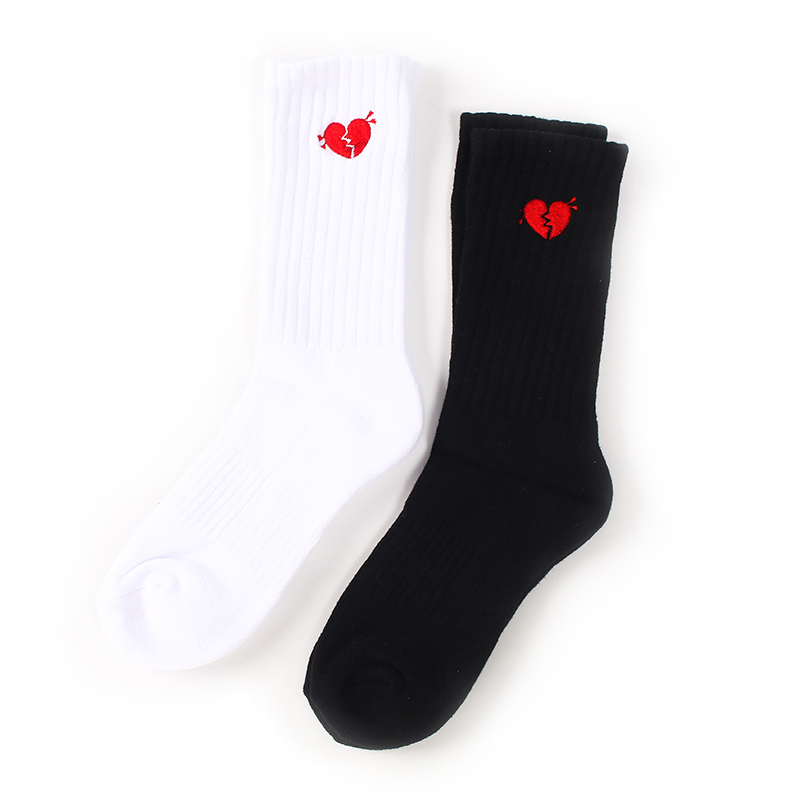 Heartbroken Street Mid Tube Embroidered Casual Sports Socks