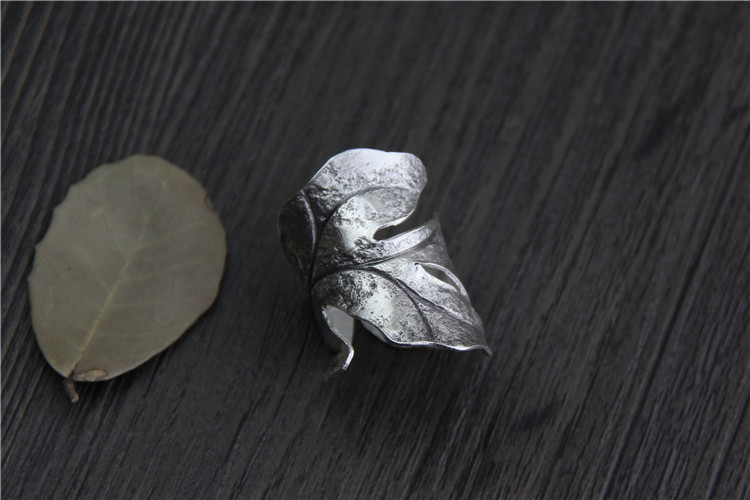 Sterling Silver Leaf Ring Men's And Women's Old Vintage