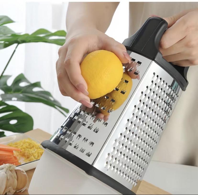 Stainless Steel Cheese Grater 9in 4 Sides, Perfect For Grating Parmesan Cheese, Vegetables, Ginger - Dishwasher Safe, Durable - Random Color