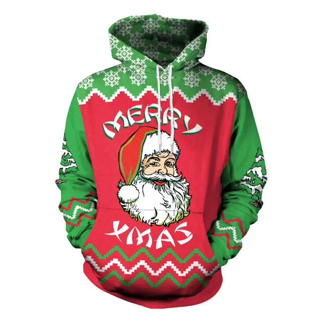 Christmas Women's Loose Versatile Hooded Creative Digital Printed Sweater Performance Dress Sb101031 M - Shop at LoveMi
