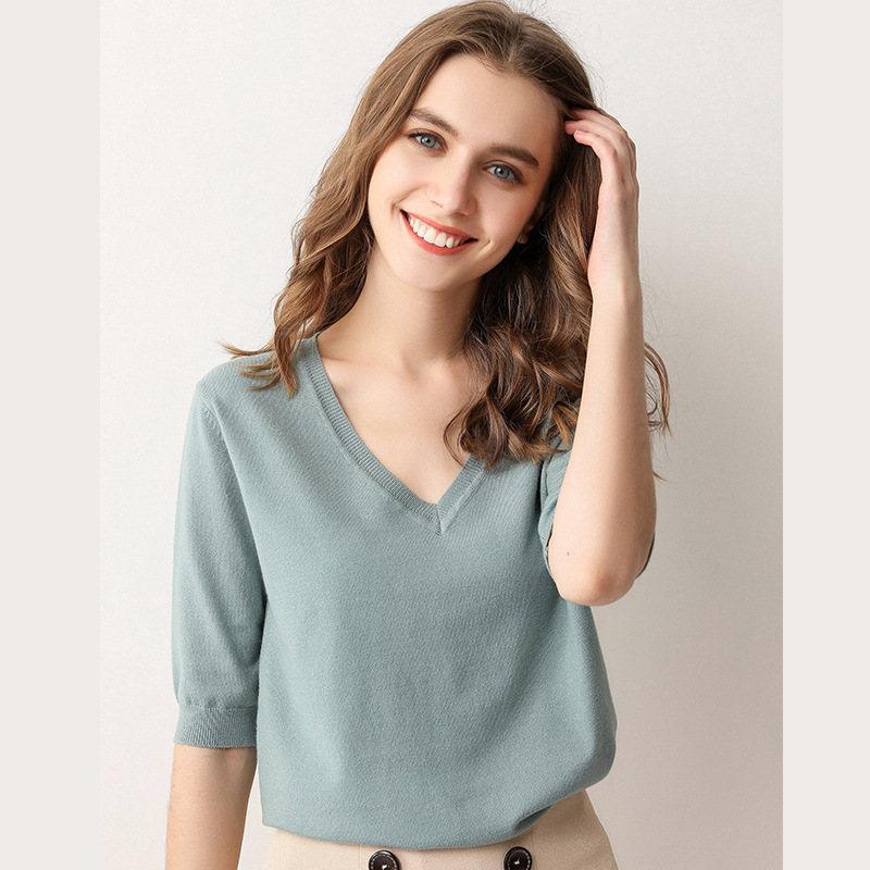 Title 2, Short-sleeved Western Style Sweater Knit Sweater