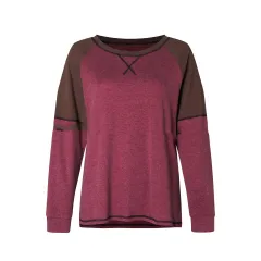 Long Sleeve Stitching Round Neck Casual T-shirt Loose Ladies Top - Fuchsia-Xl - View 1