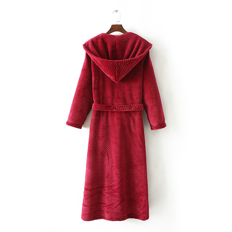 Title 8, Solid Color Extended Hooded Flannel Bathrobe