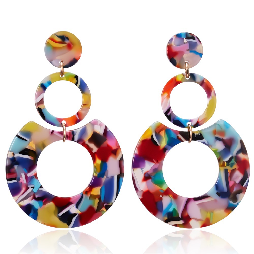 Title 4, Exaggerated Geometric Multi-layer Circle Earrings