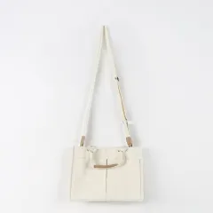 Literary Style Multi-pocket Ladies Personalised Shoulder Bag - White - View 1