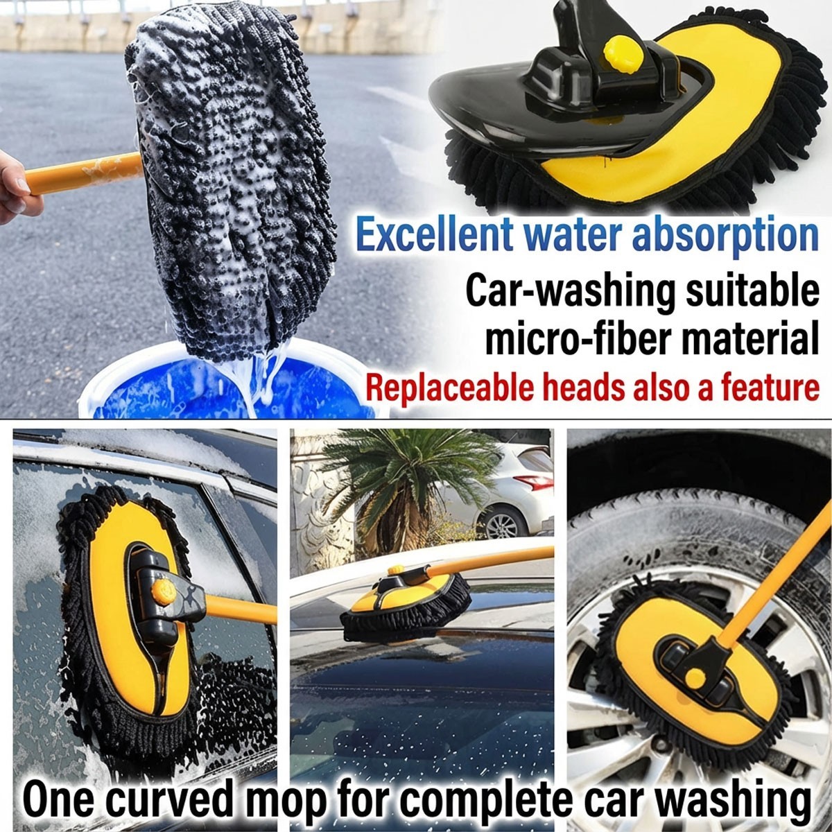 Adjustable Telescopic Car Wash Brush Kit Mop Long Handle Vehicle Cleaning Tool — image 3