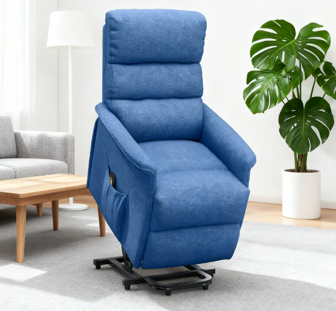 Electric Lift Recliner Chair With Remote Control, Blue