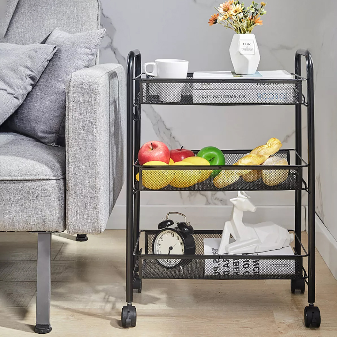 UK NEW 3 Tier Storage Trolley Cart On Wheels Kitchen Bathroom Laundry Narrow — image 7