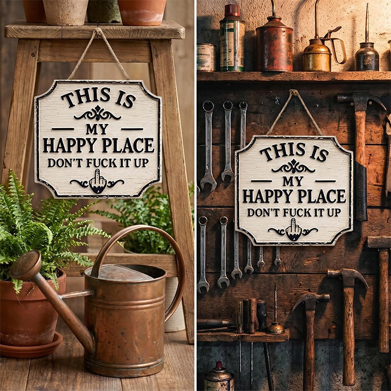 30cm Funny Garden Woden Sign This Is My Happy Place Welcome Farm NEW — image 4