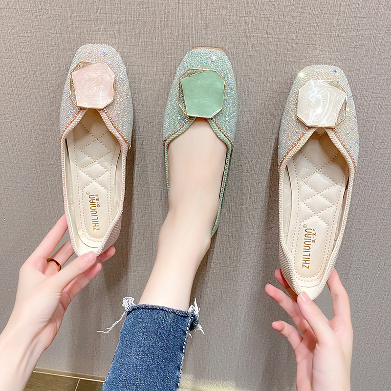 Soft Bottom Square Toe Flat Single Shoes Women Fashion