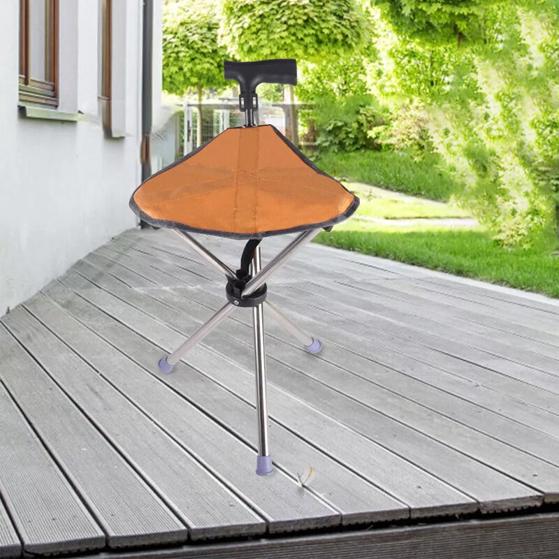 Folding Walking Stick Seat Aluminium Cane Chair Stool For Senior, Load 150kg