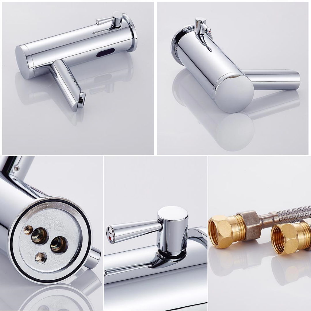 Electronic Infrared Basin Mixer, Hot And Cold Water Automatic Faucet, Chrome Brass, Automatic Bathroom Sink Faucet 5