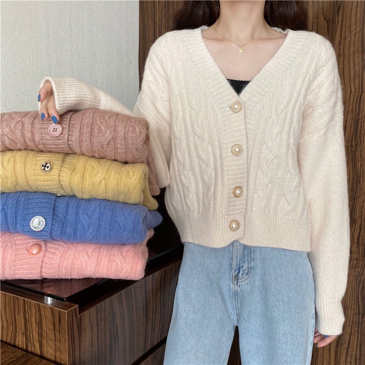 Title 3, V Neck Sweater Women Loose-fitting Long-sleeved...