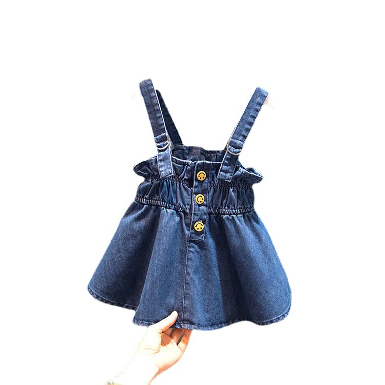 Girl Baby Strap Middle And Small Children Fashion Casual Denim Princess Skirt