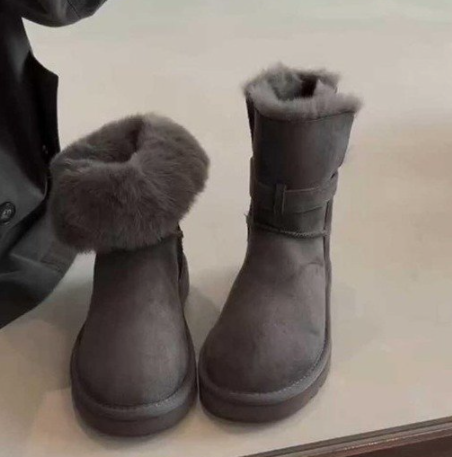 Women Retro Round Toe Platform Snow Boots, 2026 New Winter Fleece Lined Warm Anti-slip Casual Cotton Boots product image