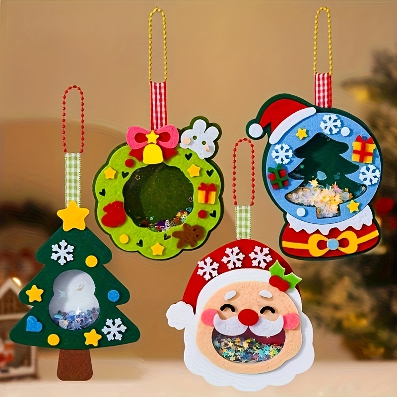 4pcs Christmas Felt Applique Kit, Handmade Ornament