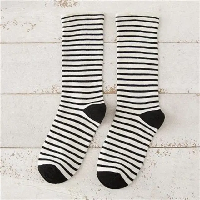 Fashion Japanese Horizontal Striped Women's Socks Black - Shop at LoveMi