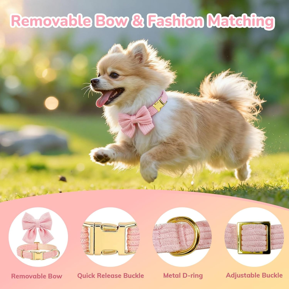 Small Dog Collar Harness And Leash Set, Dog Harness No Pull With Bowtie, Breathable Cotton Adjustable Pet Puppy 6