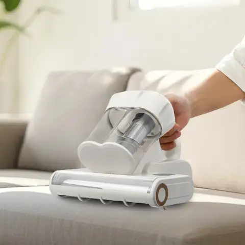 Mattress Vacuum Cleaner, 550W Bed Vacuum Cleaner With 18Kpa Powerful Suction And Dual Dust Bin, HEPA Filter & Heating, Ultrasound Tech & Cleaning Lights, Handheld For Bed, Sofa, Corded, White