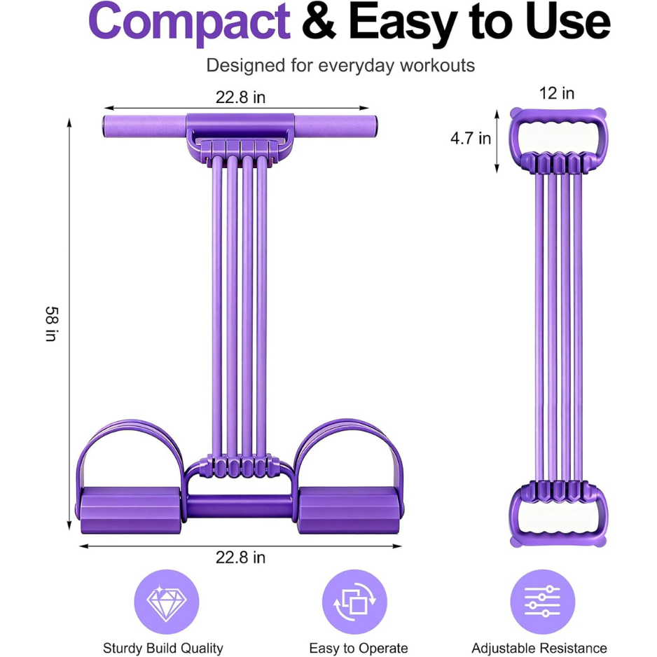 Multifunction Foot Pedal Resistance Bands With Handles, 3 In 1 Tension Rope Elastic Fitness Band For Home Workout, Yoga,Stretching, Full Body 5
