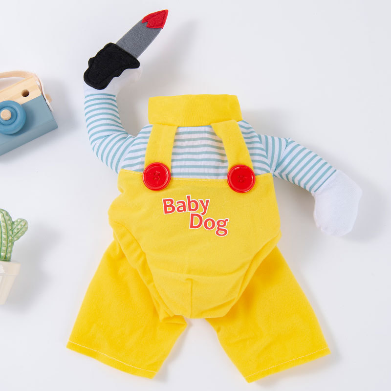 Scary Doll Dog Halloween Costume Set With Fake Knife And Wig Funny Creepy Novelty Pet Clothes And Cosplay Apparel For Small And Medium Dogs And Cats