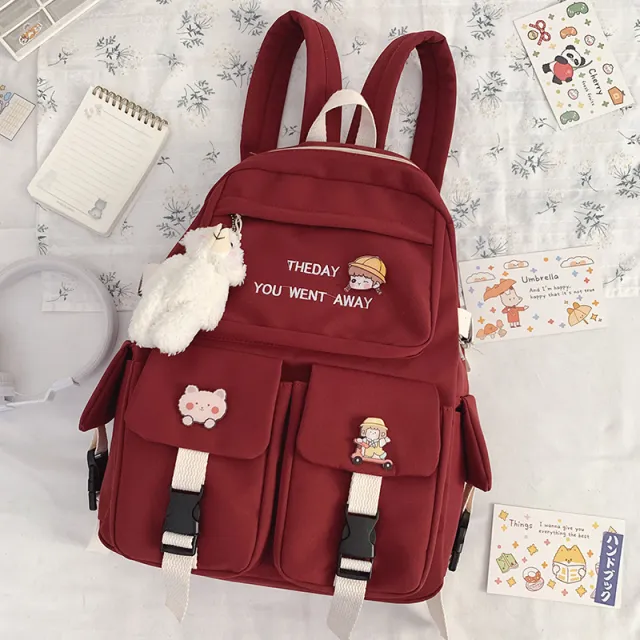 High School And College Students Simple Forest Large capacity Backpack Red - Shop at LoveMi