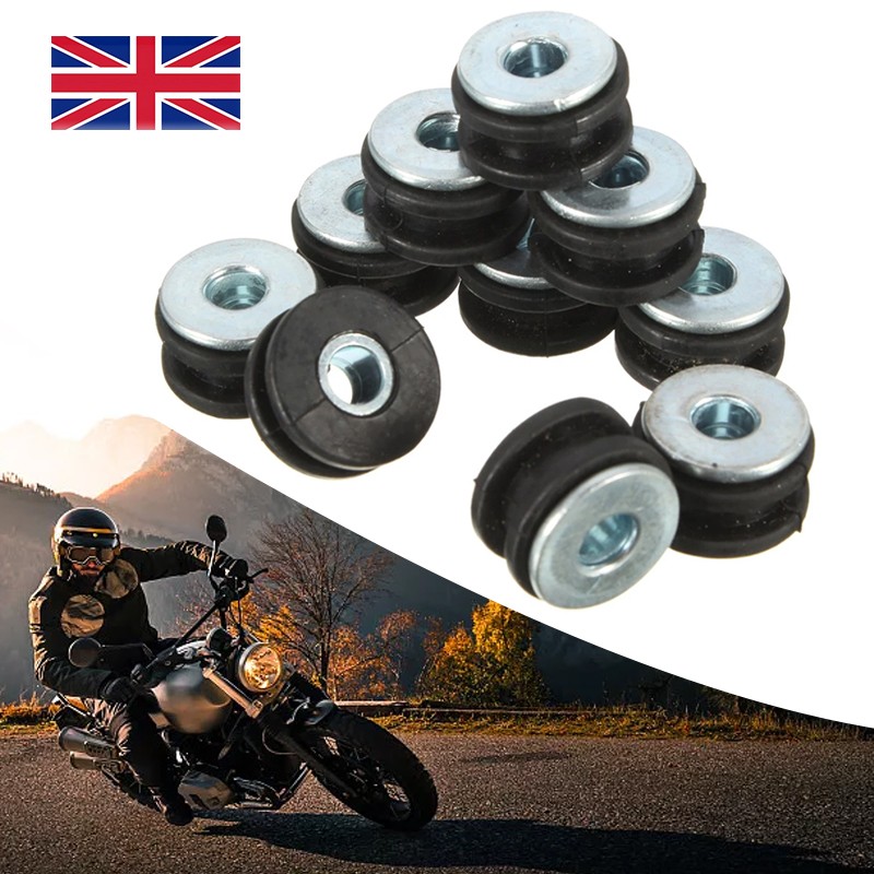 10PCS 6mm Motorcycle Rubber Washers Sleeve Fairing Grommets