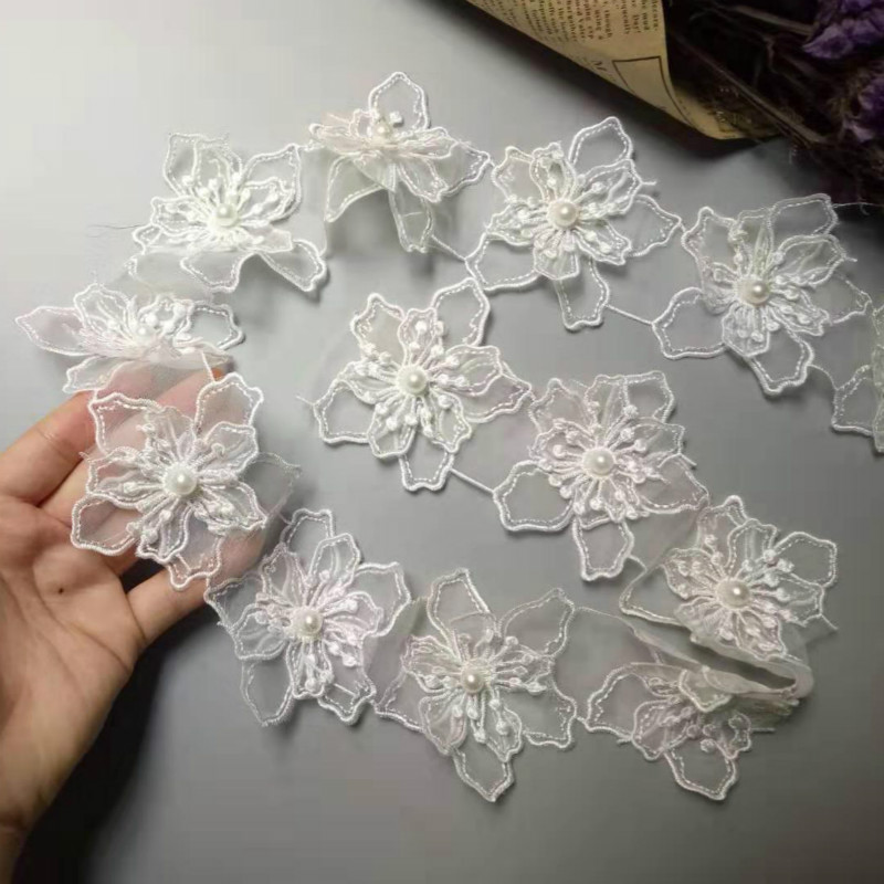 Organza Embroidered Lace Three-layer Beaded — image 1