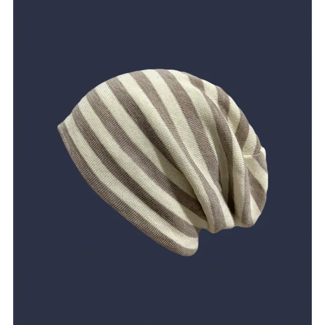 Female Autumn And Winter Warm Black And White Striped Pile Hat Purple - Shop at LoveMi