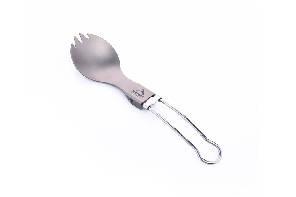 Pure Titanium Foldable Fork And Spoon Two In One Light And Easy To Carry Camping Tableware