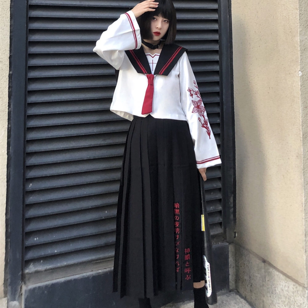 Sailor Suit Long Skirt Jk Uniform Autumn Heavy Industry Embroidery Suit — image 1