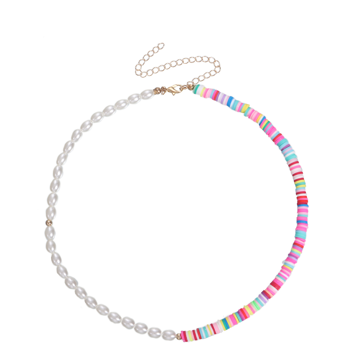 European And American Geometric Oval Half Pearl Necklace Women