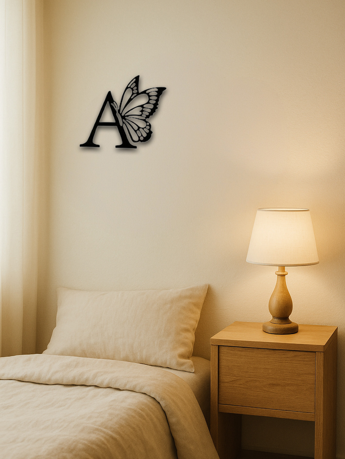 Butterfly & Monogram Metal Wall Art Sign