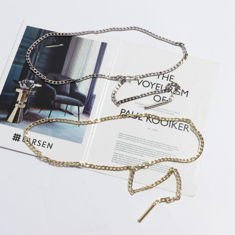 Korean Style Fashion Decorative Skirt With Gold Metal Belt