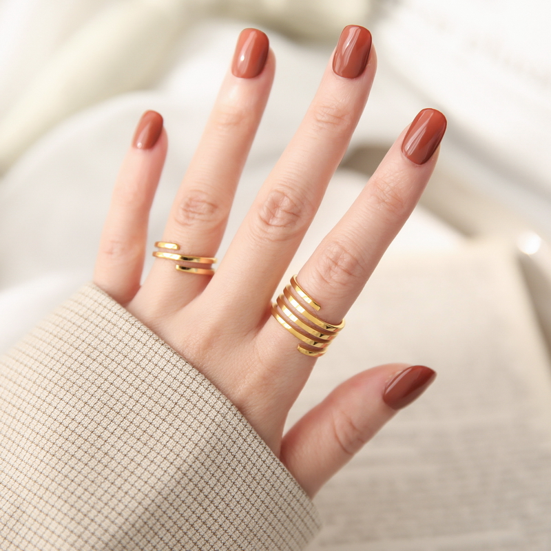 Women's Retro Frosty Stretch Multi-layered Ring