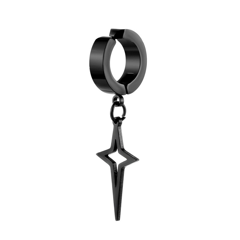 Four-pointed Star Triangle Pendant Stainless Steel Ear Clip Jewelry