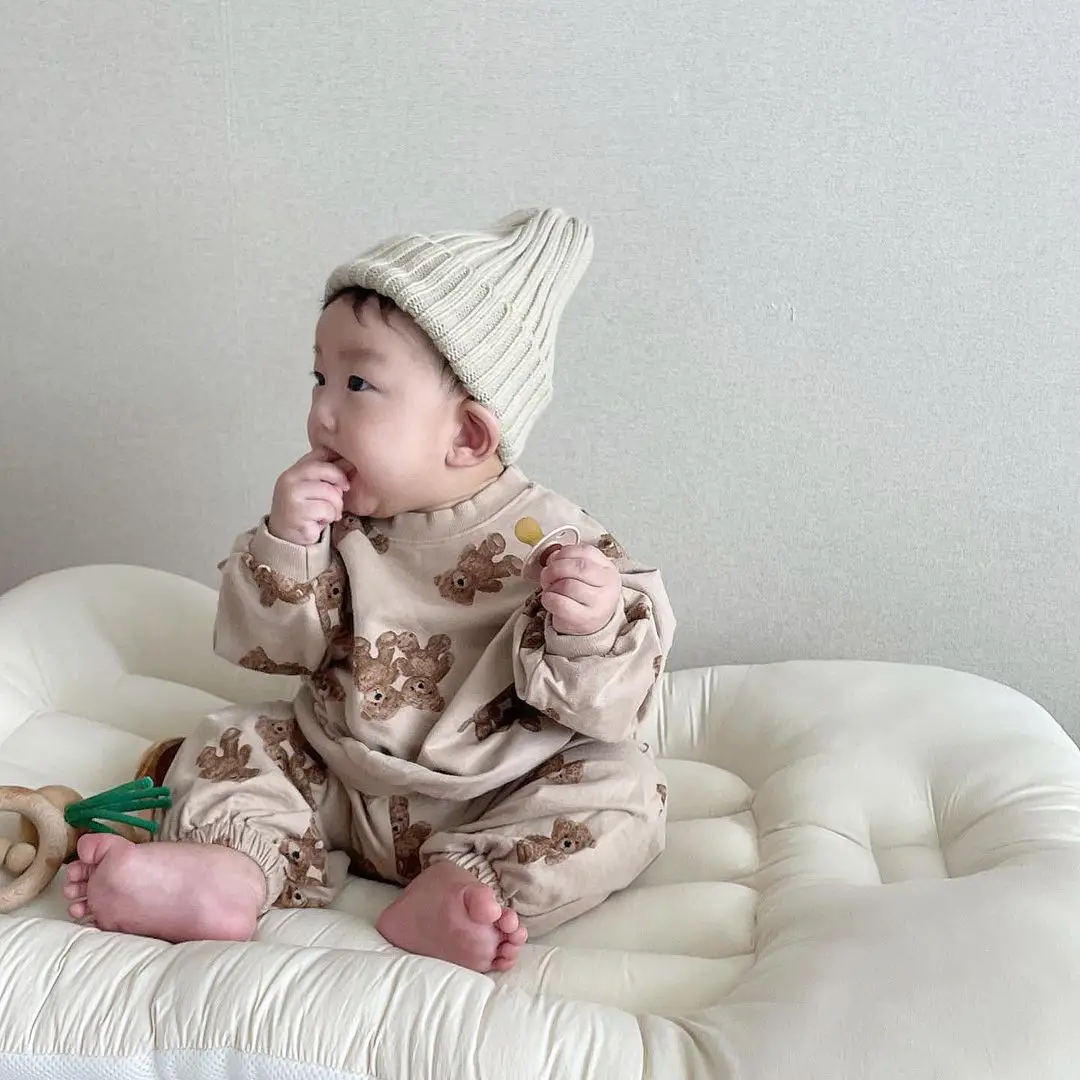 Cute Cartoon Baby And Toddler Full Print Two Piece Bear Set