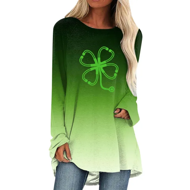 Cotton Fabric Gradient Round Neck Long Sleeved Women's Clothing Lxt22121708 - Shop at LoveMi