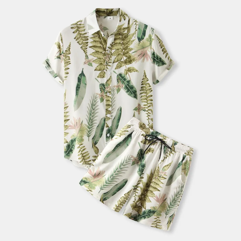 Men's Youth Shorts Casual Print Suit Two Piece - Warehouse Tz010-2Xl