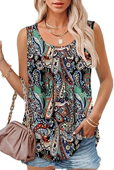 Women's Sleeveless Loose Printed Vest Flower Color7 - Shop at LoveMi