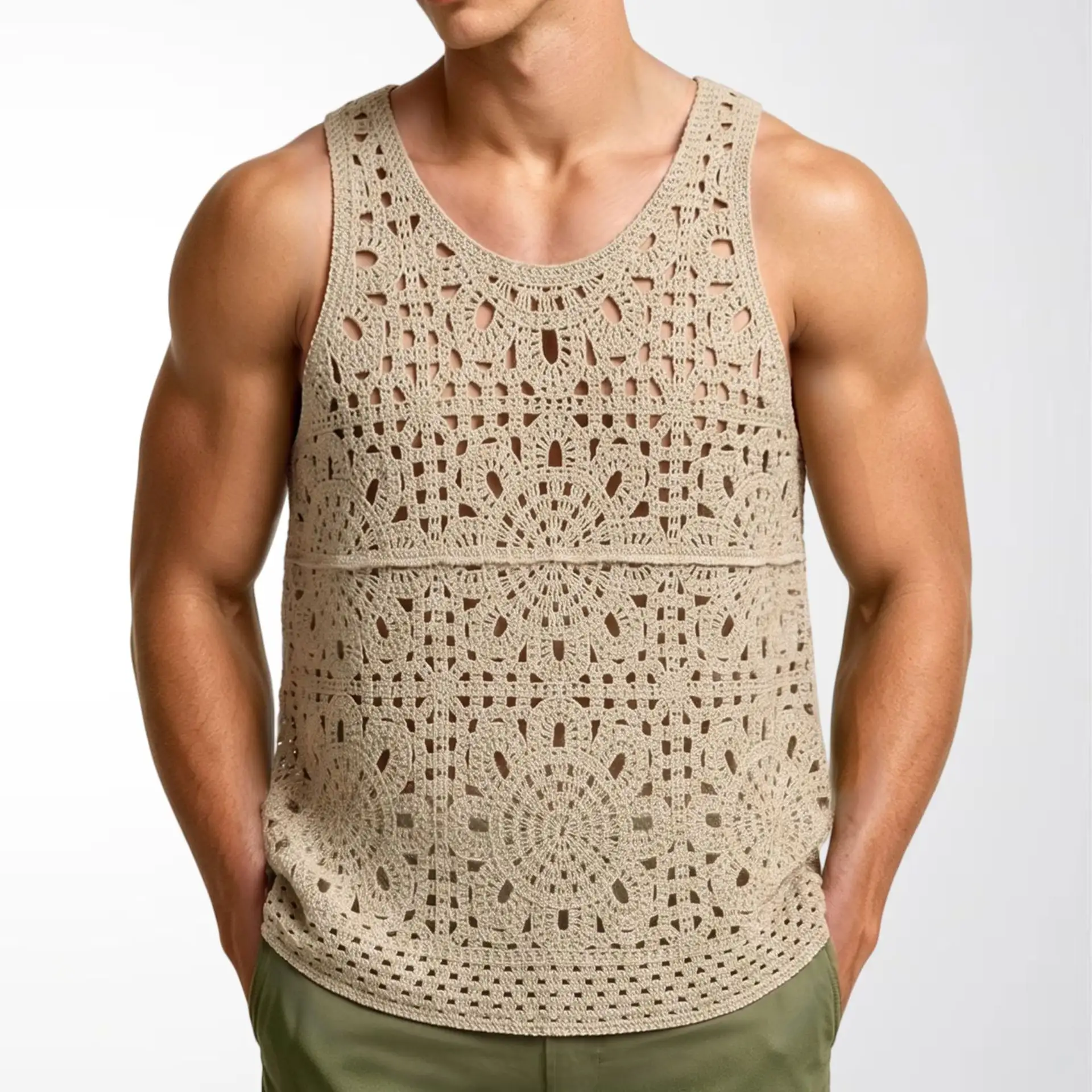 Vintage Crochet Hollow-out Sleeveless Vest, Loose Lazy