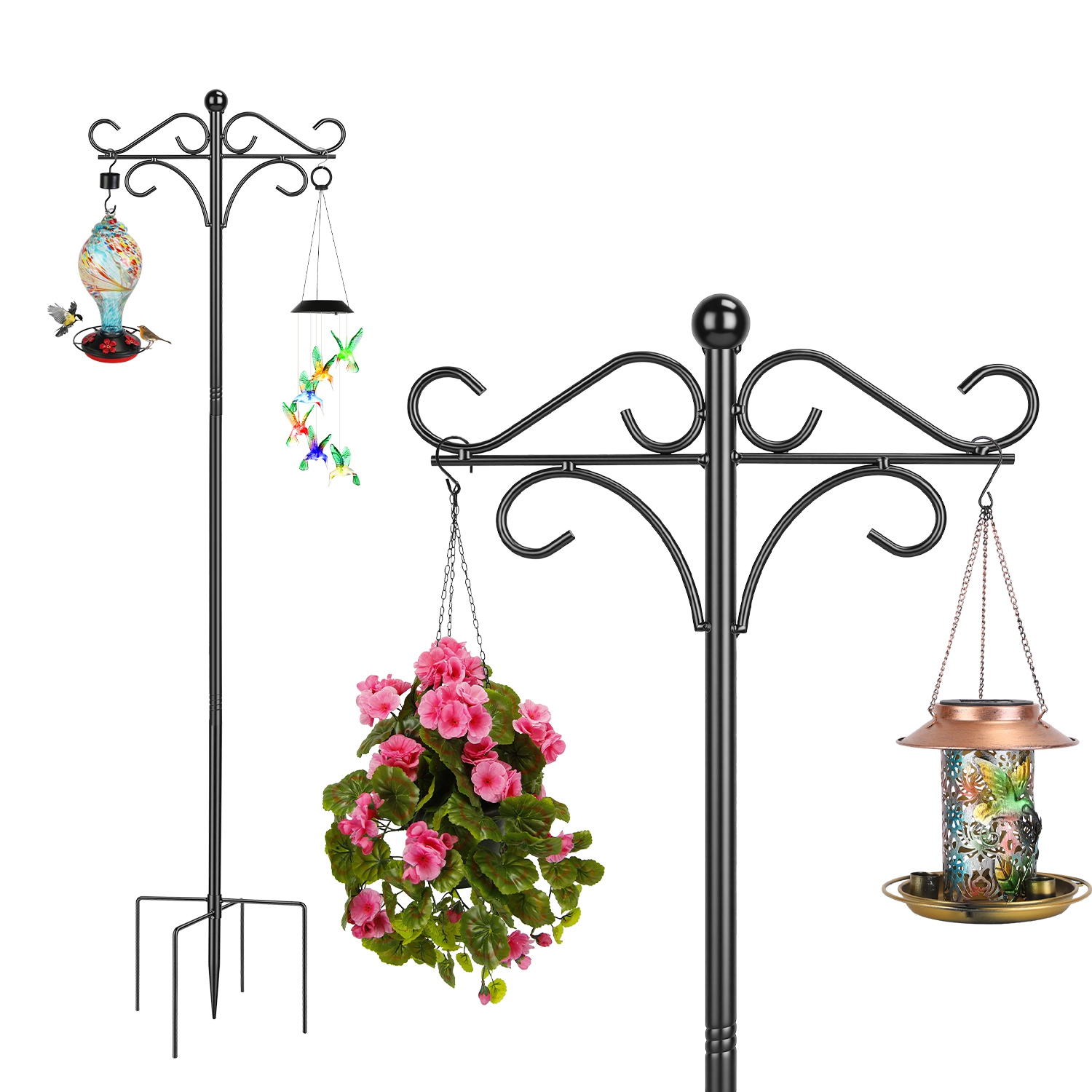 2 Packs Heavy Duty Double Shepherds Hook Bird Feeder Pole Garden Hanging Holder For Bird Feeder Garden Plant Lantern For Outdoor Garden Patio