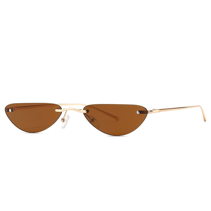 Cat Eye Narrow Sunglasses Modern Retro Temples - Image 2