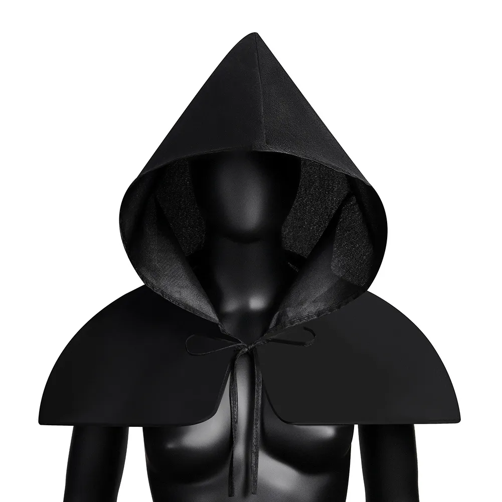 Halloween Hood Cloak Medieval Plague Bird Mask - Black