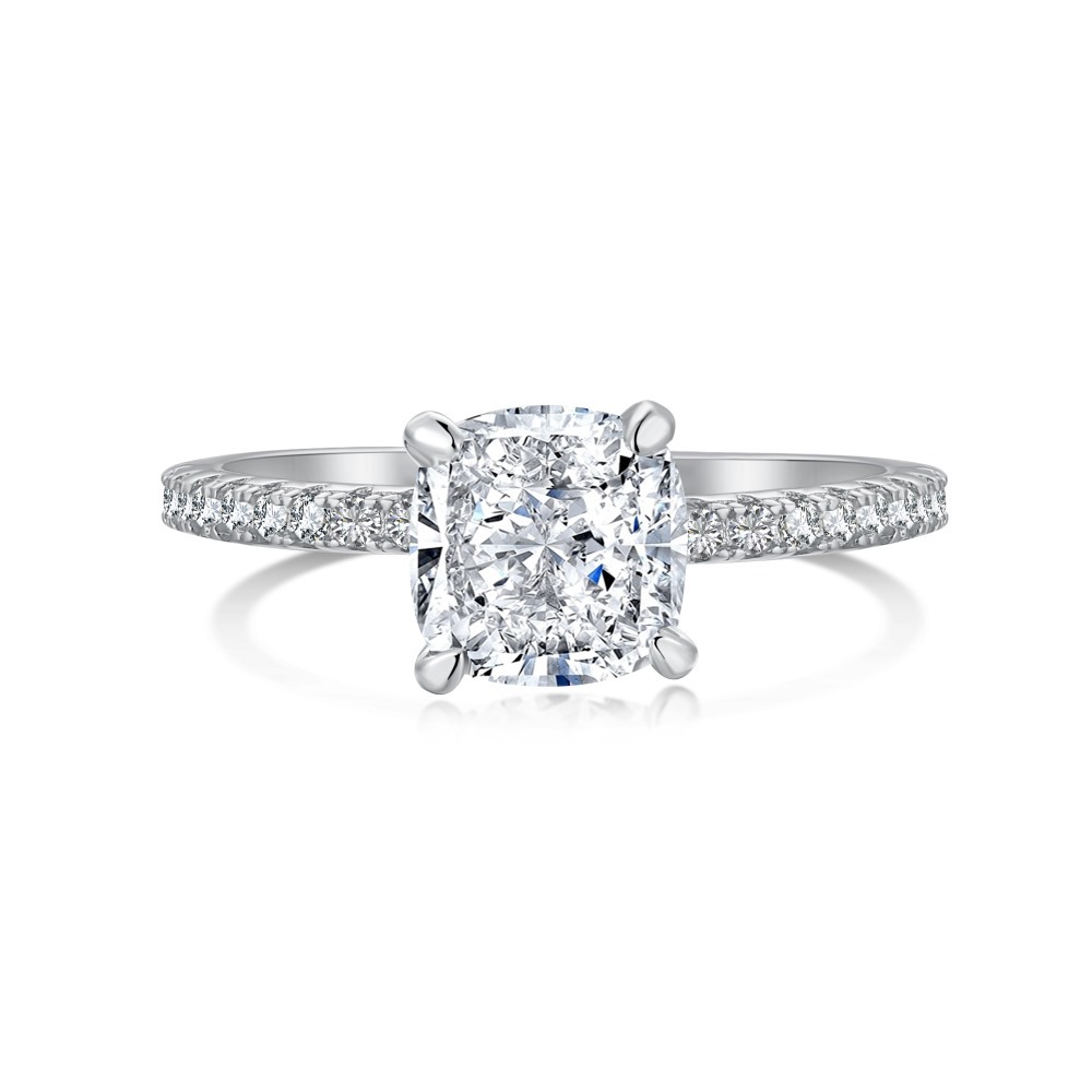 Sterling Silver Horse Eye Stone Ice Flower Cut High Carbon Diamond Ring