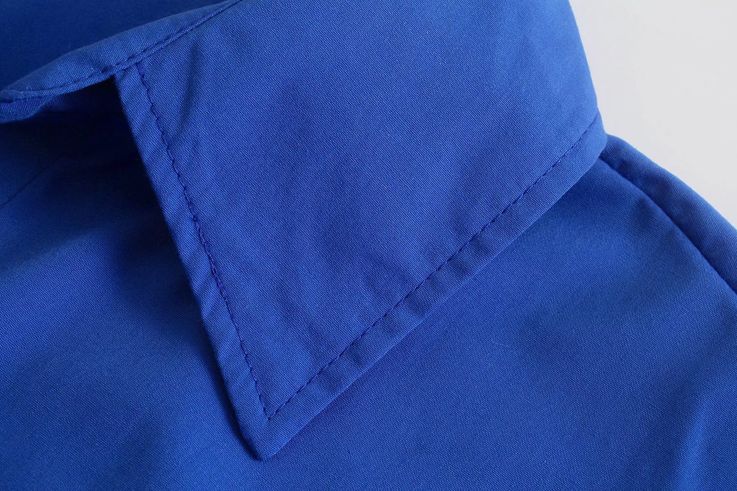 Lapel Buttoned Loose Solid Poplin Shirt Women's