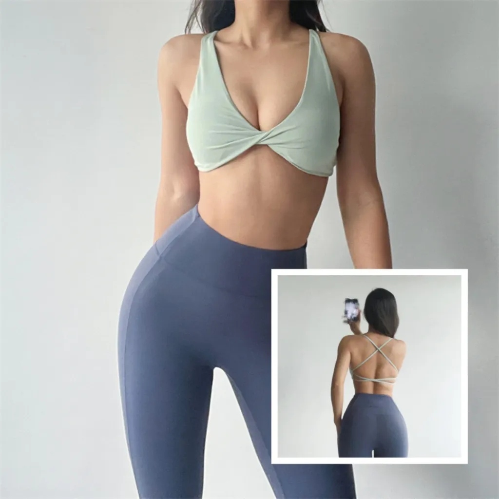 Yoga Breathable Vest Bra For External Wear - Horseleaf Green